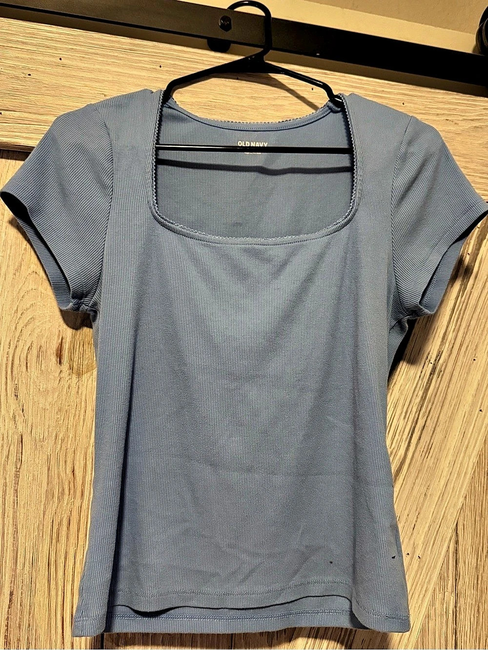 Old Navy Square-Neck Ribbed T-Shirt Short Sleeve Tee in Blue
